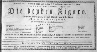 Theaterzettel (Oper und Burgtheater in Wien) 18241201 Seite: 1