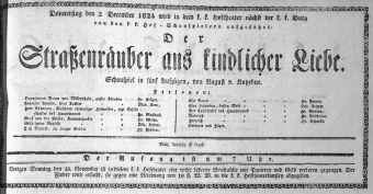 Theaterzettel (Oper und Burgtheater in Wien) 18241202 Seite: 1