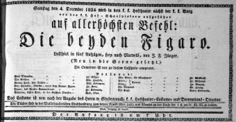 Theaterzettel (Oper und Burgtheater in Wien) 18241204 Seite: 1