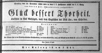Theaterzettel (Oper und Burgtheater in Wien) 18241218 Seite: 1