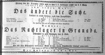 Theaterzettel (Oper und Burgtheater in Wien) 18241220 Seite: 1