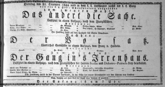 Theaterzettel (Oper und Burgtheater in Wien) 18241221 Seite: 1