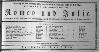 Theaterzettel (Oper und Burgtheater in Wien) 18241226 Seite: 1
