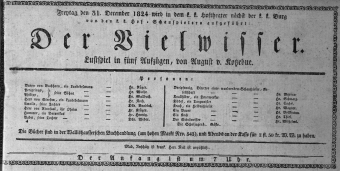 Theaterzettel (Oper und Burgtheater in Wien) 18241231 Seite: 1