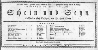 Theaterzettel (Oper und Burgtheater in Wien) 18250101 Seite: 1