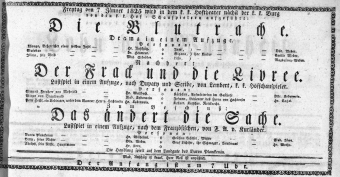 Theaterzettel (Oper und Burgtheater in Wien) 18250107 Seite: 1
