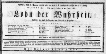 Theaterzettel (Oper und Burgtheater in Wien) 18250108 Seite: 1