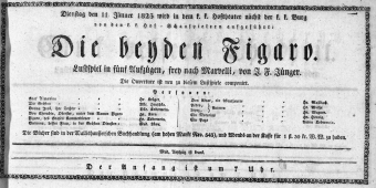 Theaterzettel (Oper und Burgtheater in Wien) 18250111 Seite: 1