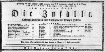 Theaterzettel (Oper und Burgtheater in Wien) 18250116 Seite: 1
