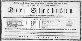 Theaterzettel (Oper und Burgtheater in Wien) 18250117 Seite: 1