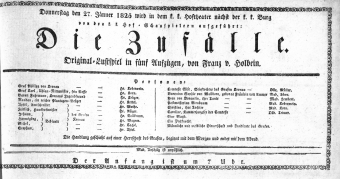 Theaterzettel (Oper und Burgtheater in Wien) 18250127 Seite: 1
