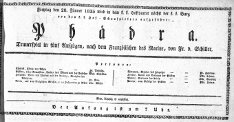 Theaterzettel (Oper und Burgtheater in Wien) 18250128 Seite: 1