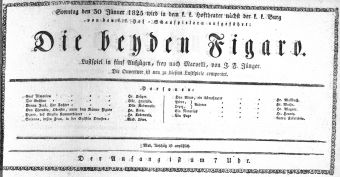 Theaterzettel (Oper und Burgtheater in Wien) 18250130 Seite: 1