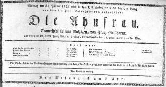 Theaterzettel (Oper und Burgtheater in Wien) 18250131 Seite: 1