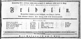 Theaterzettel (Oper und Burgtheater in Wien) 18250203 Seite: 1