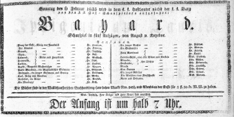 Theaterzettel (Oper und Burgtheater in Wien) 18250206 Seite: 1