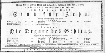 Theaterzettel (Oper und Burgtheater in Wien) 18250214 Seite: 1