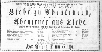 Theaterzettel (Oper und Burgtheater in Wien) 18250215 Seite: 1