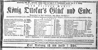 Theaterzettel (Oper und Burgtheater in Wien) 18250227 Seite: 1