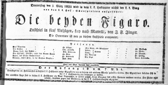 Theaterzettel (Oper und Burgtheater in Wien) 18250303 Seite: 1