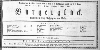 Theaterzettel (Oper und Burgtheater in Wien) 18250304 Seite: 1