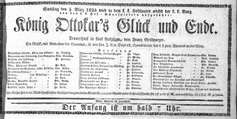 Theaterzettel (Oper und Burgtheater in Wien) 18250305 Seite: 1