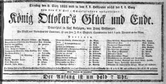 Theaterzettel (Oper und Burgtheater in Wien) 18250308 Seite: 1