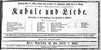 Theaterzettel (Oper und Burgtheater in Wien) 18250311 Seite: 1