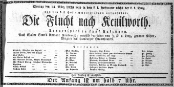 Theaterzettel (Oper und Burgtheater in Wien) 18250314 Seite: 1