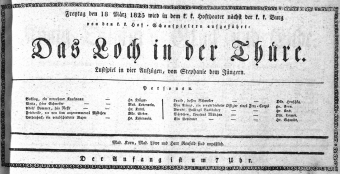 Theaterzettel (Oper und Burgtheater in Wien) 18250318 Seite: 1
