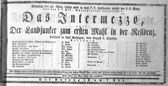 Theaterzettel (Oper und Burgtheater in Wien) 18250320 Seite: 1