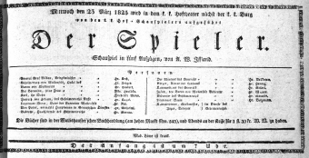 Theaterzettel (Oper und Burgtheater in Wien) 18250323 Seite: 1