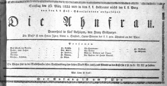 Theaterzettel (Oper und Burgtheater in Wien) 18250326 Seite: 1