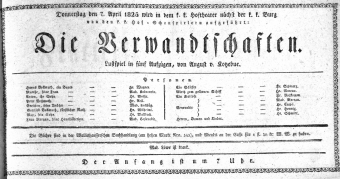 Theaterzettel (Oper und Burgtheater in Wien) 18250407 Seite: 1