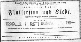 Theaterzettel (Oper und Burgtheater in Wien) 18250408 Seite: 1