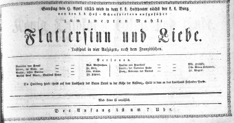 Theaterzettel (Oper und Burgtheater in Wien) 18250409 Seite: 1
