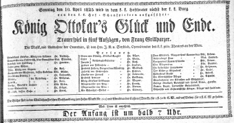 Theaterzettel (Oper und Burgtheater in Wien) 18250410 Seite: 1
