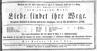 Theaterzettel (Oper und Burgtheater in Wien) 18250416 Seite: 1