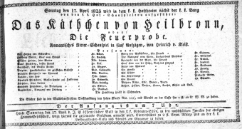 Theaterzettel (Oper und Burgtheater in Wien) 18250417 Seite: 1
