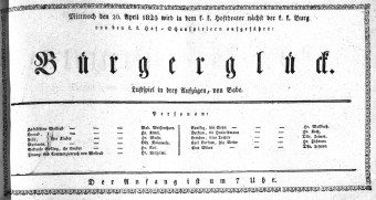 Theaterzettel (Oper und Burgtheater in Wien) 18250420 Seite: 1