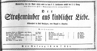 Theaterzettel (Oper und Burgtheater in Wien) 18250428 Seite: 1