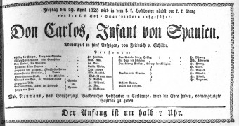 Theaterzettel (Oper und Burgtheater in Wien) 18250429 Seite: 1