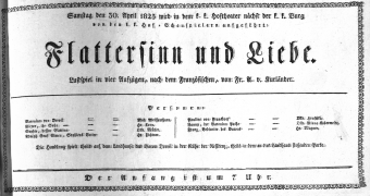 Theaterzettel (Oper und Burgtheater in Wien) 18250430 Seite: 1