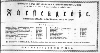 Theaterzettel (Oper und Burgtheater in Wien) 18250501 Seite: 1