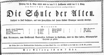 Theaterzettel (Oper und Burgtheater in Wien) 18250506 Seite: 1