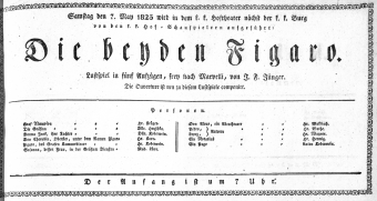 Theaterzettel (Oper und Burgtheater in Wien) 18250507 Seite: 1