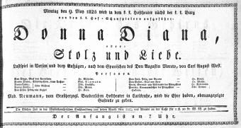 Theaterzettel (Oper und Burgtheater in Wien) 18250509 Seite: 1