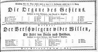 Theaterzettel (Oper und Burgtheater in Wien) 18250510 Seite: 1