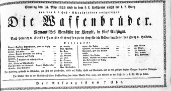 Theaterzettel (Oper und Burgtheater in Wien) 18250515 Seite: 1