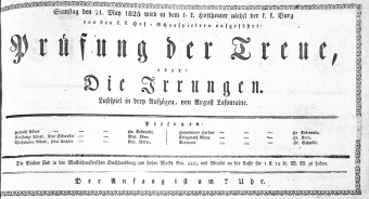 Theaterzettel (Oper und Burgtheater in Wien) 18250521 Seite: 1